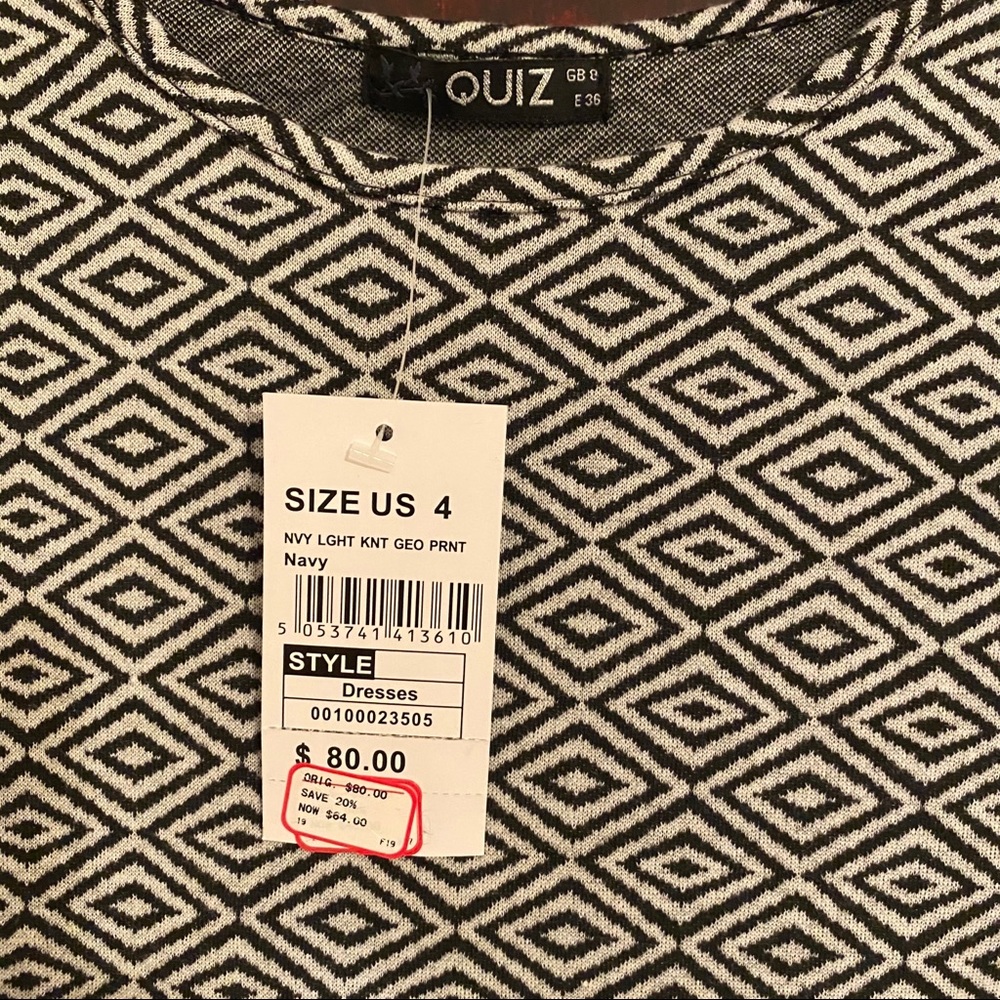 QUIZ Geometric Print Shift Dress NWT - Picture 8 of 8